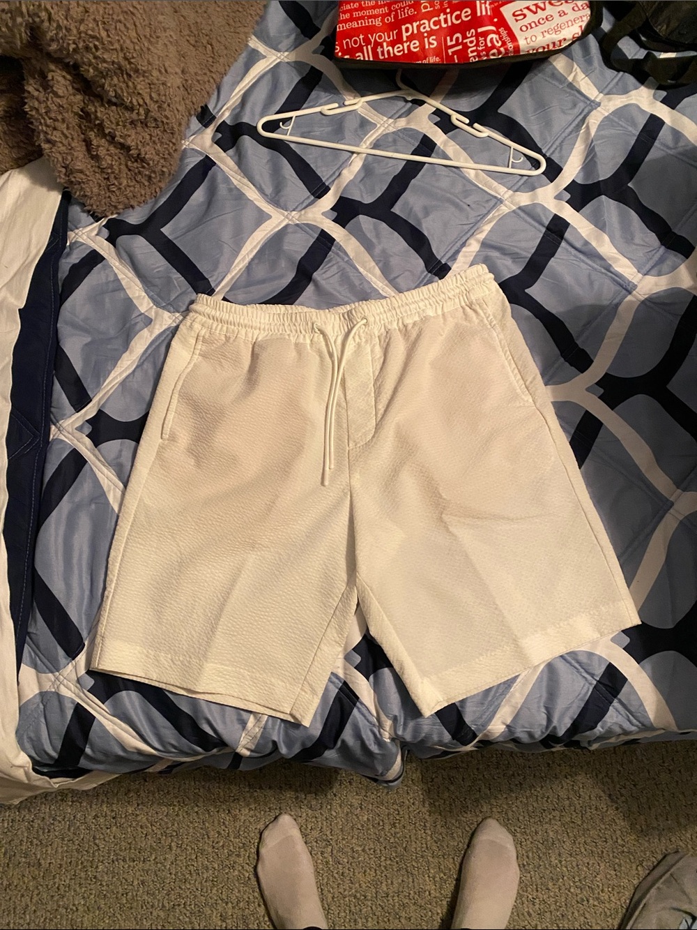 Zara White Mesh Athletic Drawstring Shorts
